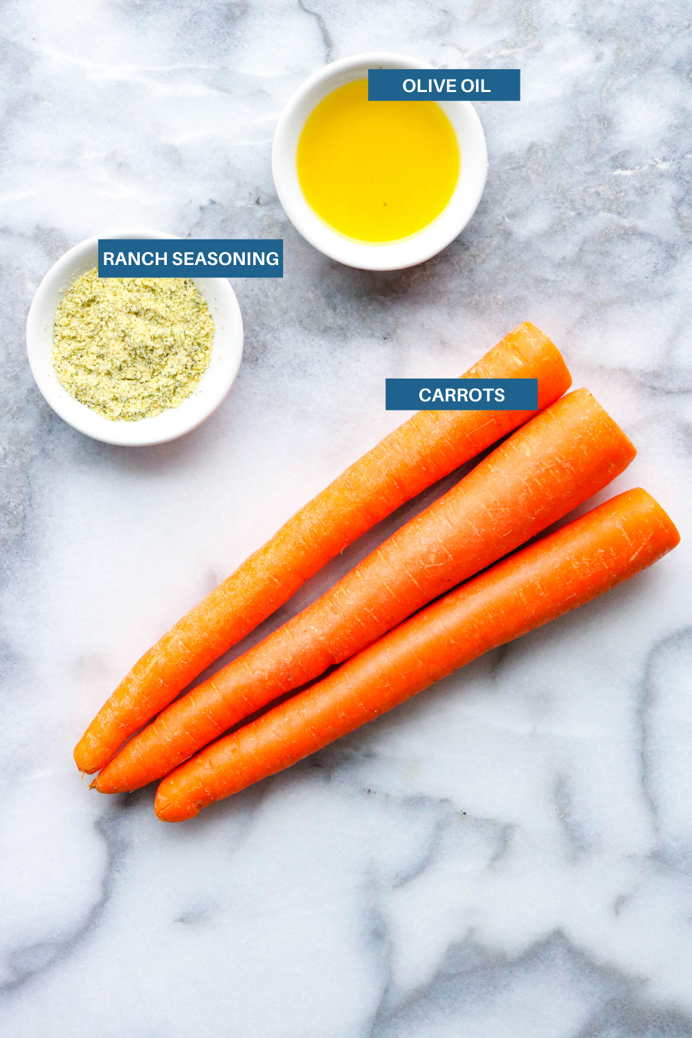 Ingredients to make ranch roasted carrots
