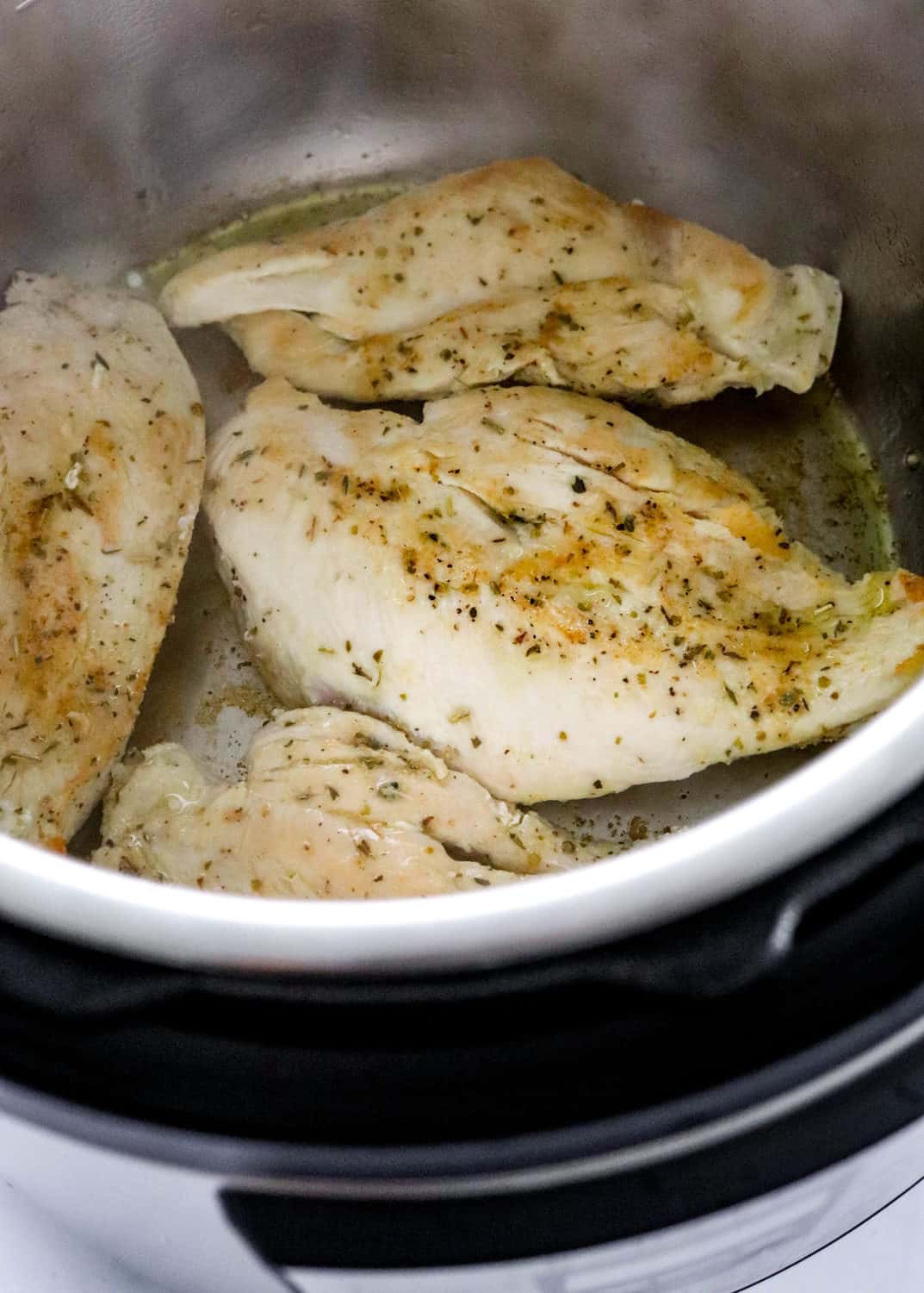 Browned chicken breast in an Instant Pot