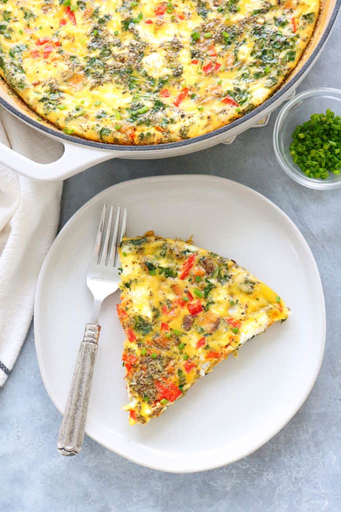 Baked Veggie Frittata - with Kale and Sweet Potato - Pinch Me Good