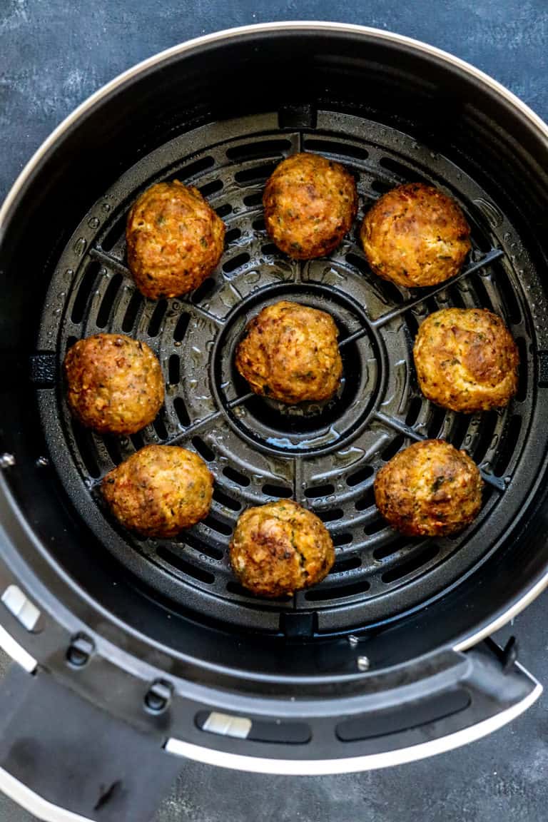 10 Minute Healthy Turkey Meatballs Air Fryer Recipe Pinch Me Good