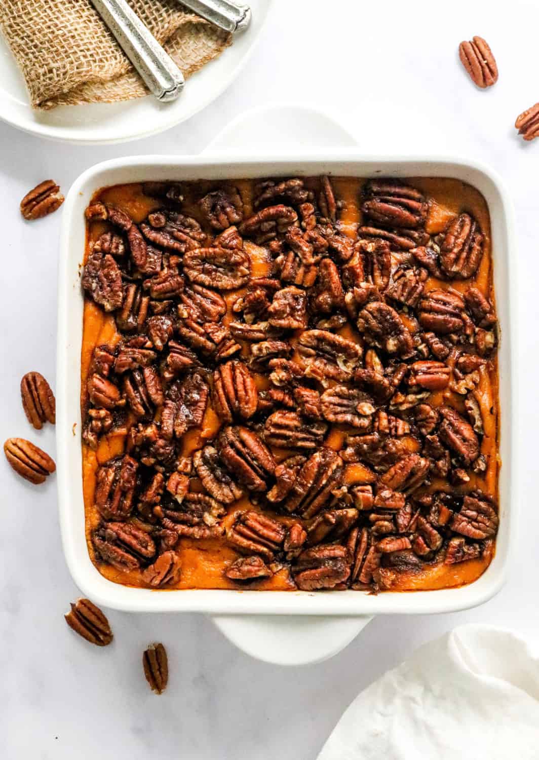 Healthy Sweet Potato Casserole With Pecan Crumble - Pinch Me Good