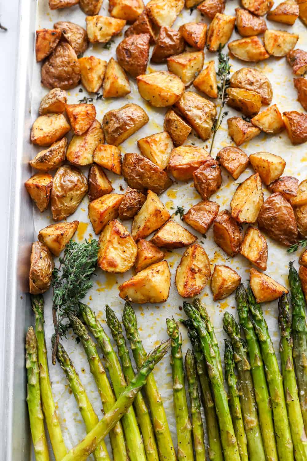 Crispy Oven Roasted Potatoes and Asparagus Paleo and Whole30 Pinch