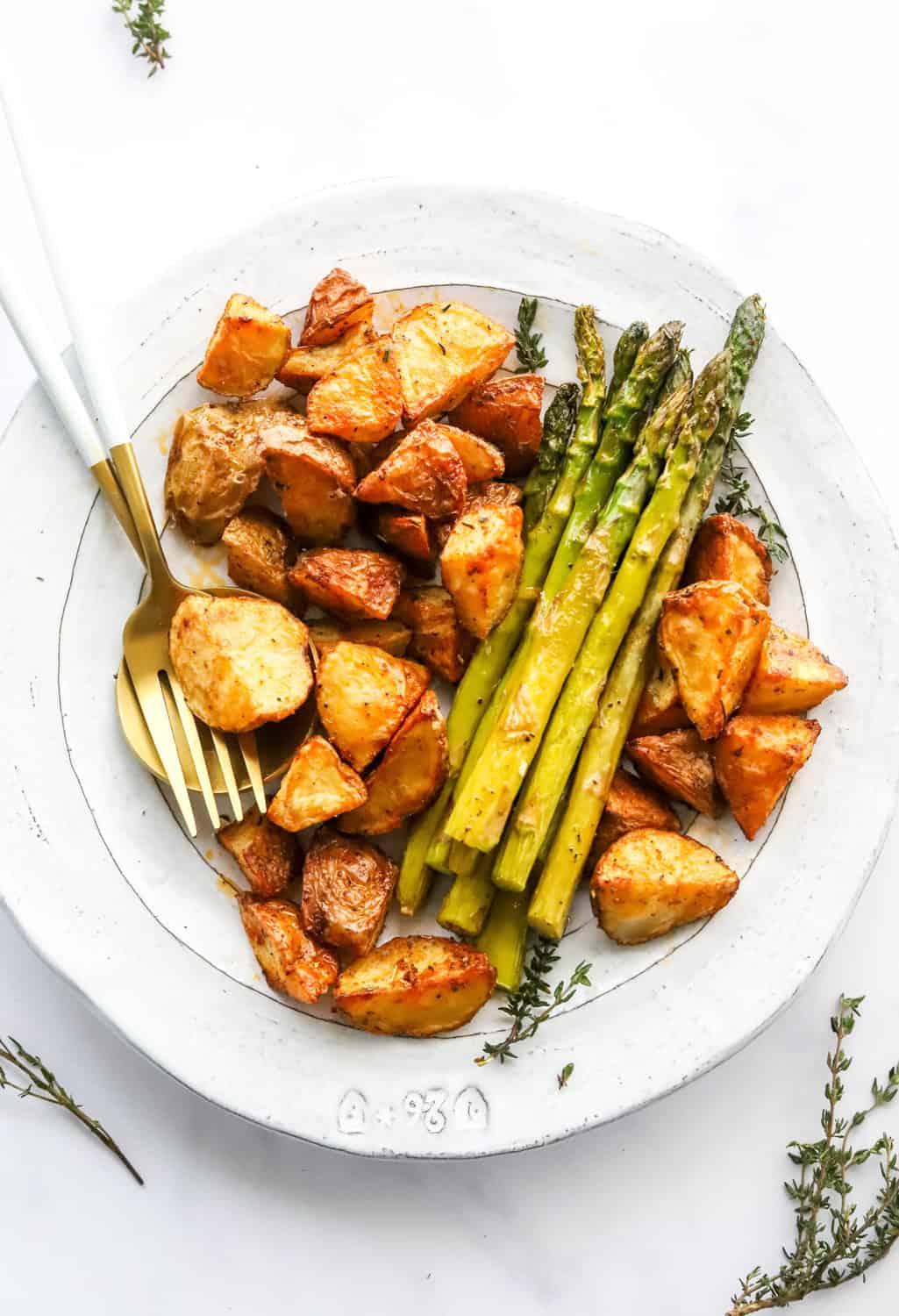 Crispy Oven Roasted Potatoes and Asparagus Paleo and Whole30 Pinch