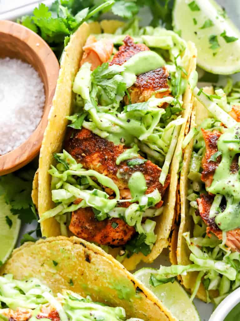 Easy Salmon Tacos - 20 Minute Recipe - Pinch Me Good