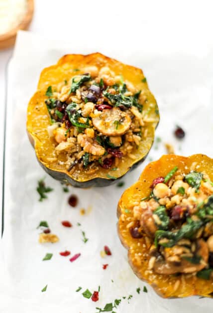 Vegetarian Stuffed Acorn Squash - Healthy and Delicious - Pinch Me Good
