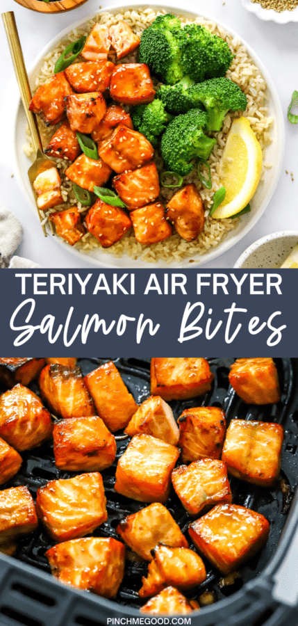 Air Fryer Teriyaki Salmon Bites Bowl - The Fit Peach