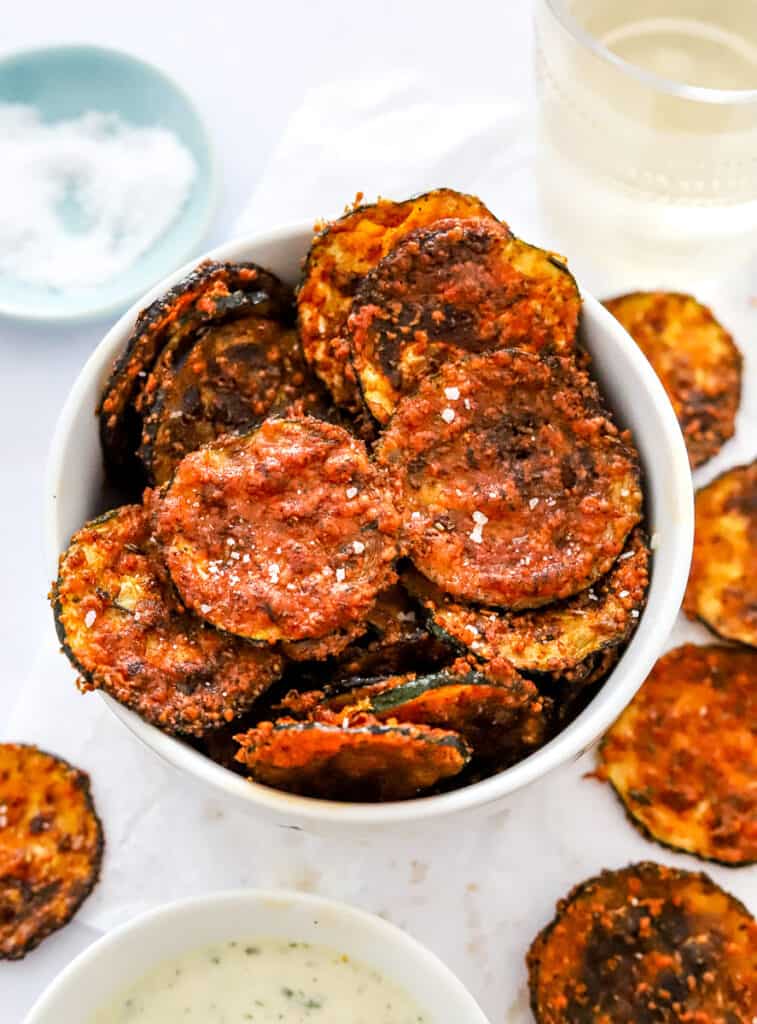 Easy Crispy Air Fryer Zucchini Chips - Low Carb - Pinch Me Good