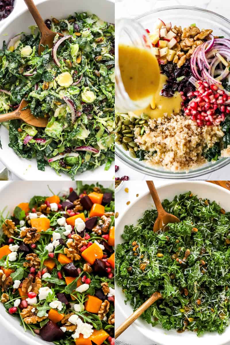 4 colourful photos of thanksgiving salads.