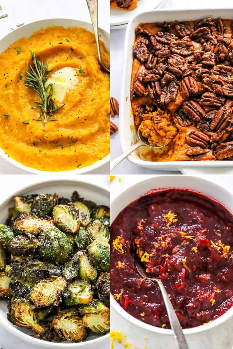 4 photos of gluten free thanksgiving side dishes.
