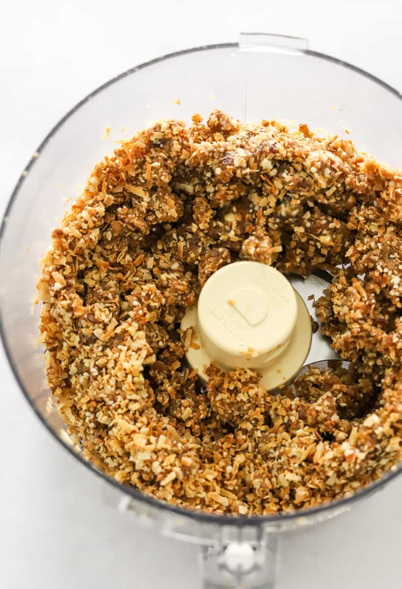 No bake Samoas cookie mix in food processor.
