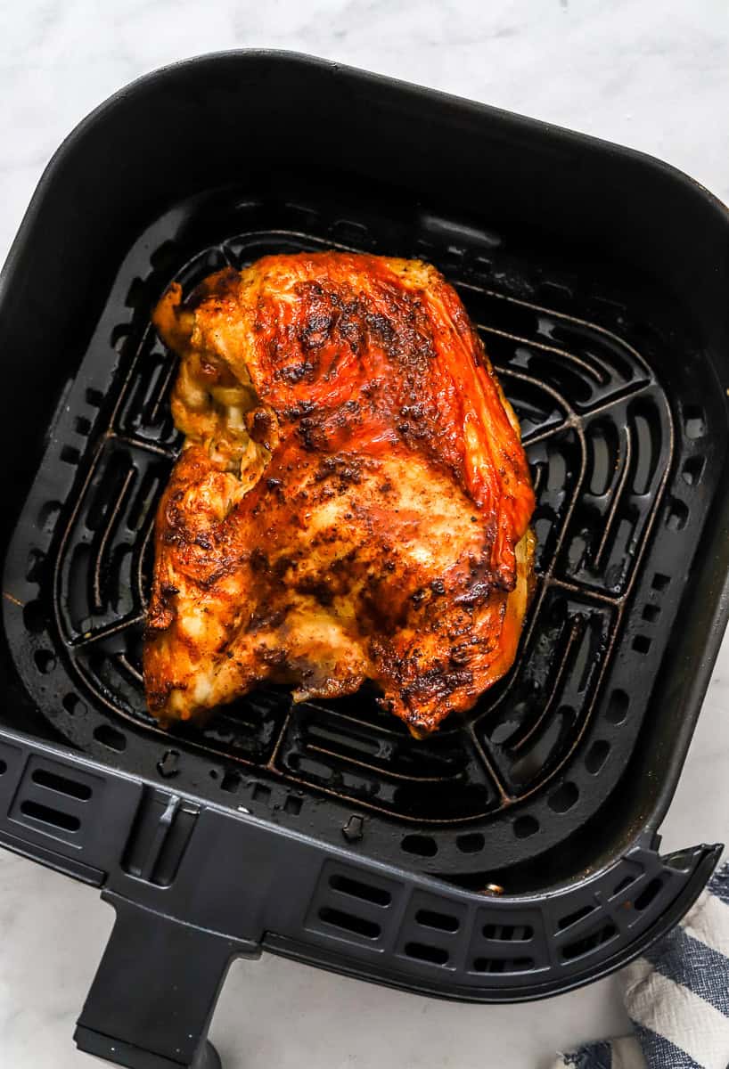 Cooked bone in turkey breast in the air fryer.