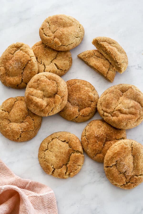 Snickerdoodles with a pink towel in front of it.