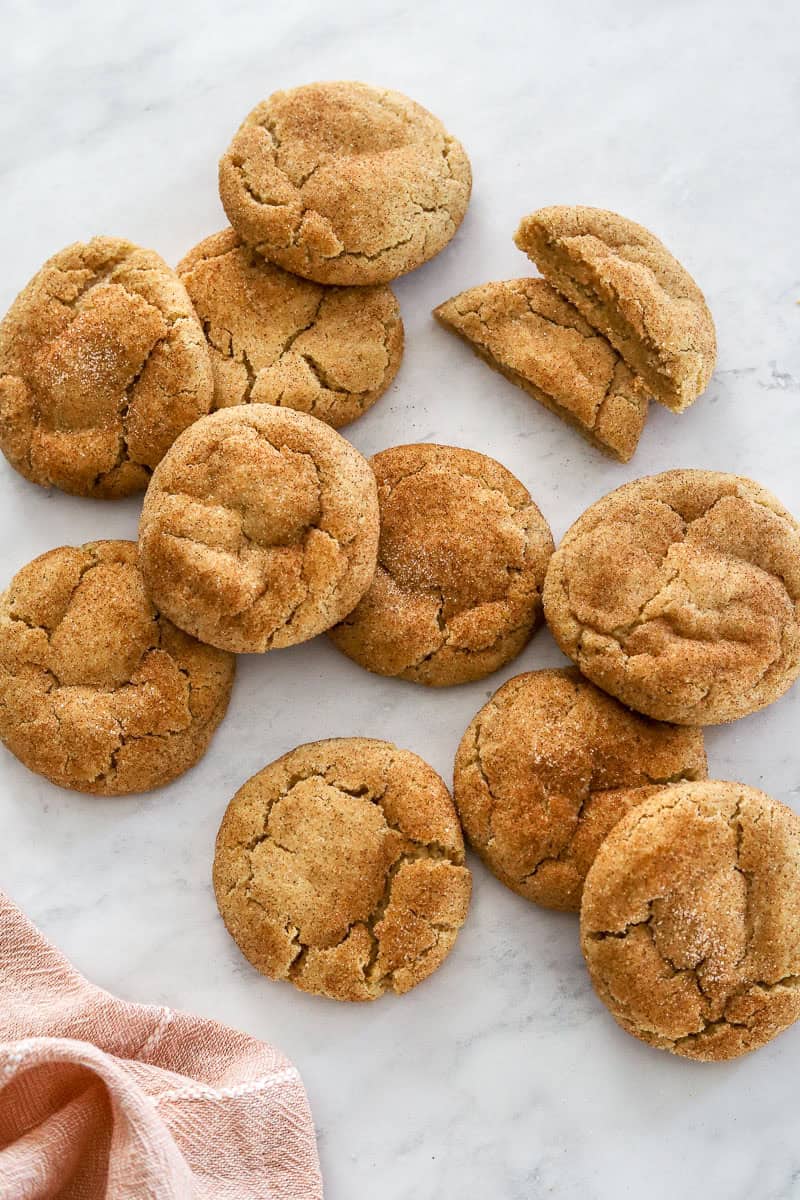 Snickerdoodles with a pink towel in front of it.