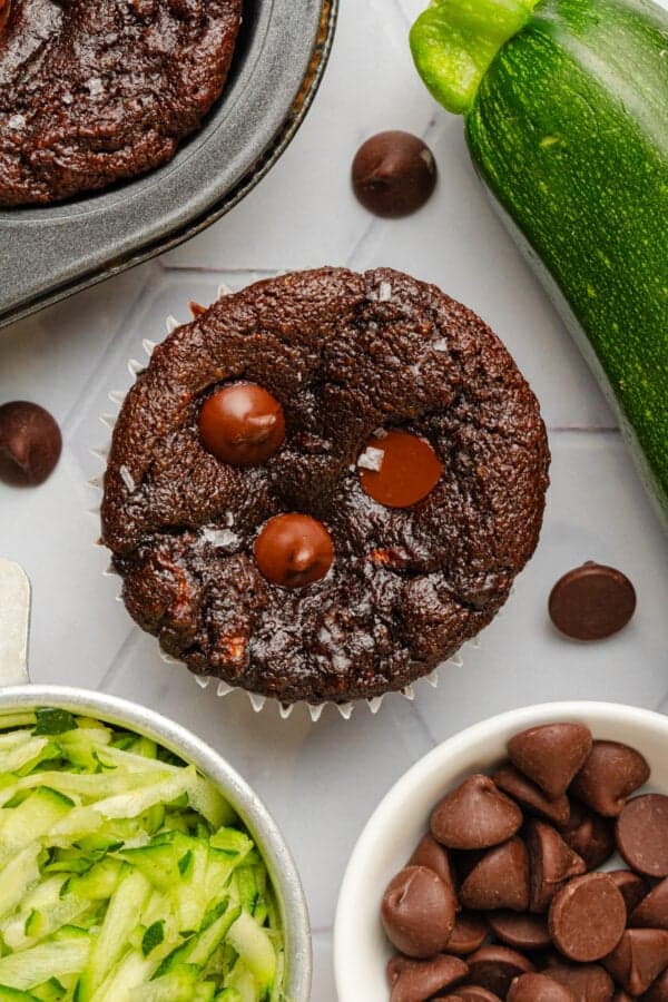 Double chocolate muffins with zucchini
